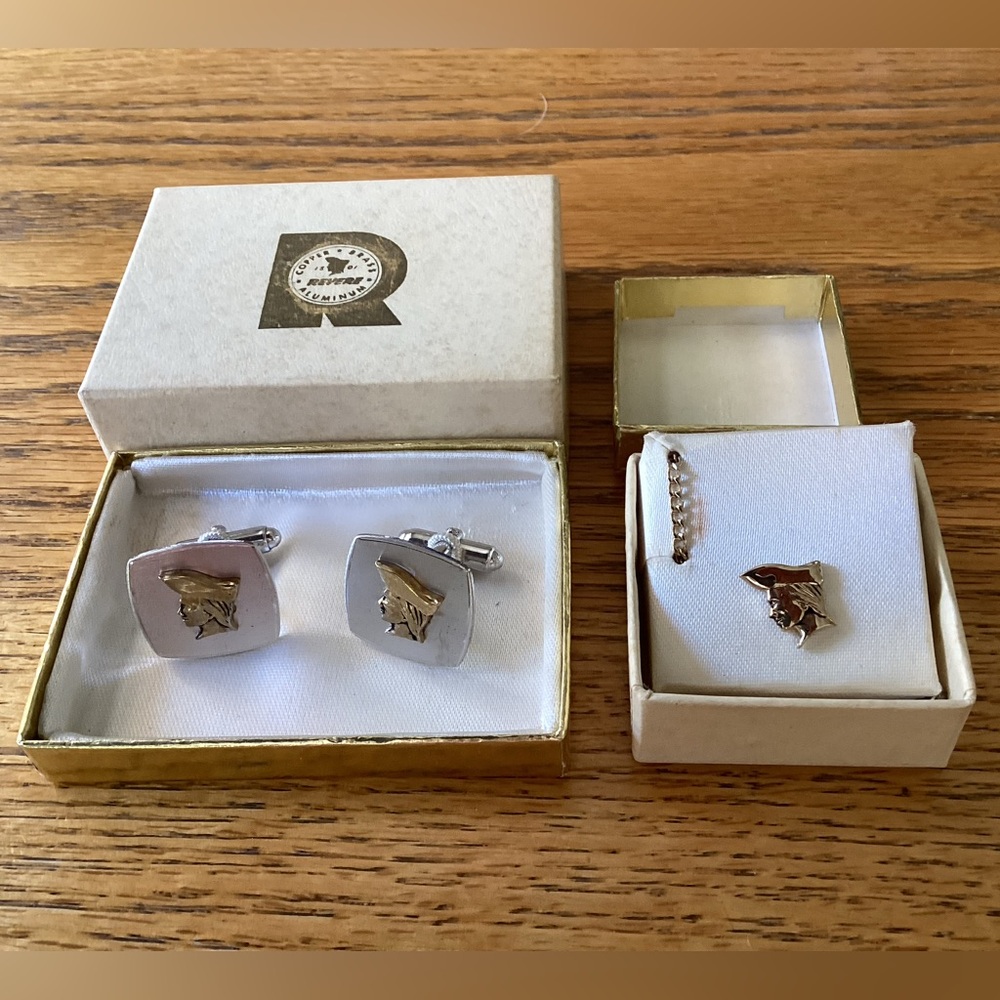 Revere Ware cuff links & tie tack employee gift